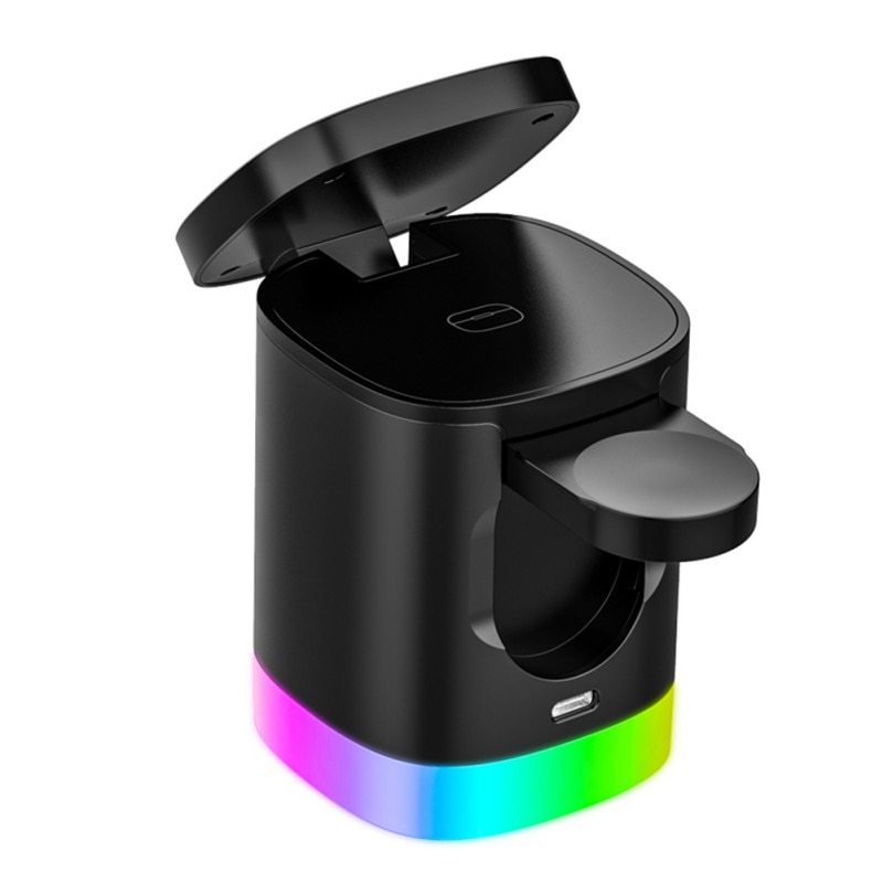 3-in-1 MagSafe Wireless Charging Station with RGB – Fast Charging for iPhone, Apple Watch,iWatch & AirPods