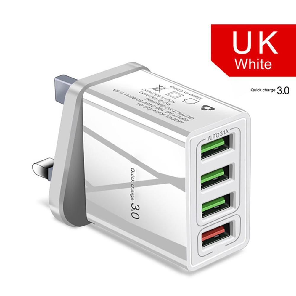 4-Port 30W USB Wall Charger – Fast Charging, Smart Compatibility & Illuminated USB Ports