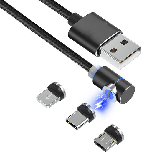 360° 1/2M Magnetic Charging Cable with 90° Elbow Connector – Fast Charging, Data Transfer & Super Durable Braided Design