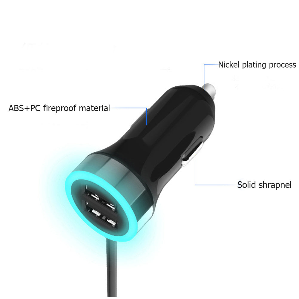 52W 5-Port Fast Car Charger with 2 Socket Plugs and 3 Extension Ports for Rear Passengers