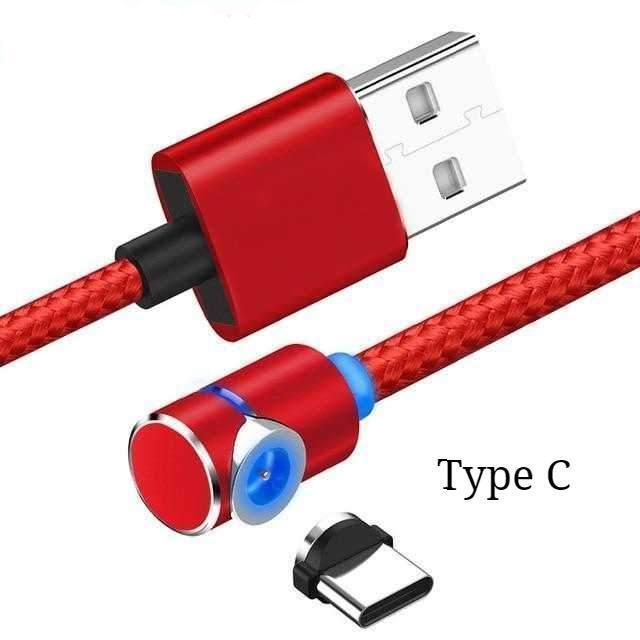 360° 1/2M Magnetic Charging Cable with 90° Elbow Connector – Fast Charging, Data Transfer & Super Durable Braided Design