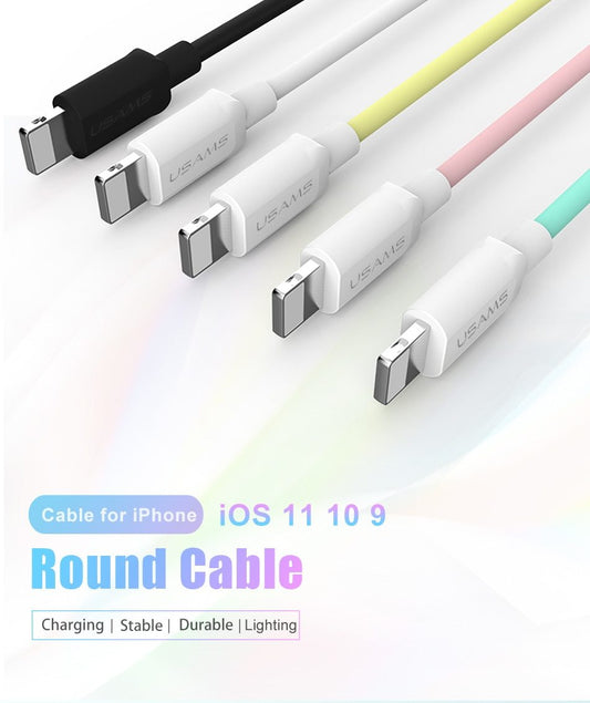 Colourful 1M USB A to Lightning Charging/Dada Cable for iPhone