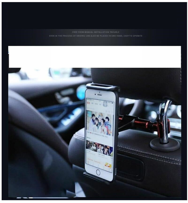 Car Phone/Tablet Holder for Rear Seat Passengers – Mounts to Neck Pillow, Supports Phones & Tablets, Ideal for Long Journeys & Kids Entertainment