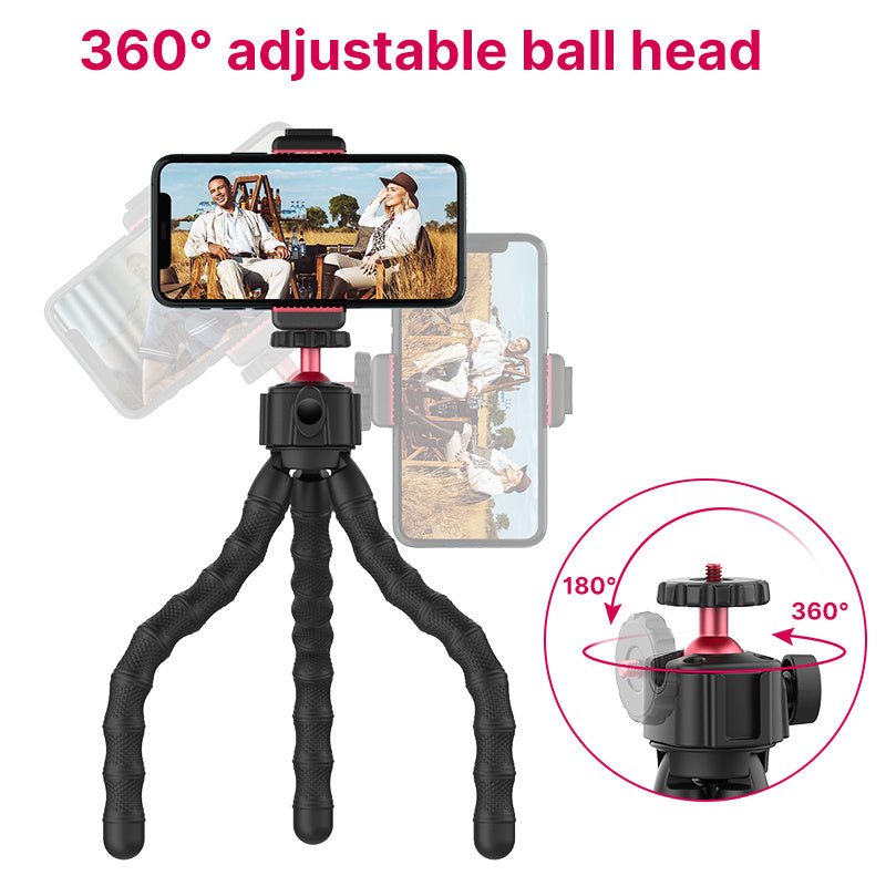 Tri-Head Octopus Style Tripod for Phones, Cameras, GoPros – Perfect for Live Streaming, Vlogging, and Street Video Shooting