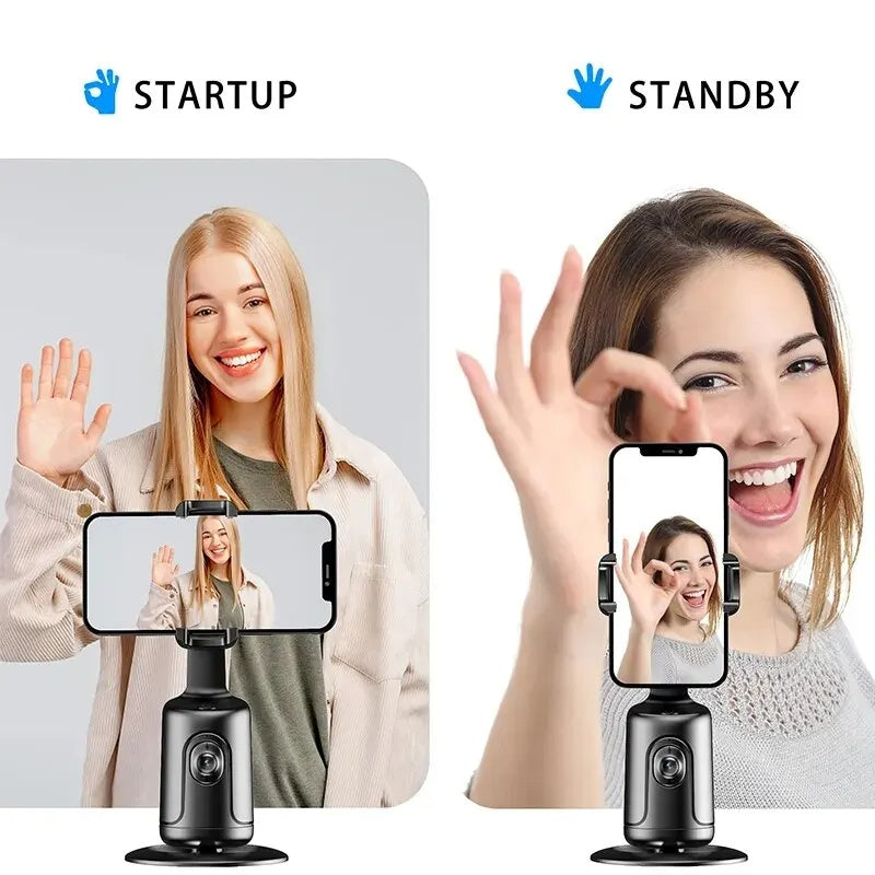 360° Rotating AI Powered Live Tracking Phone Holder – Perfect for TikTok, Reels, and Live Streaming