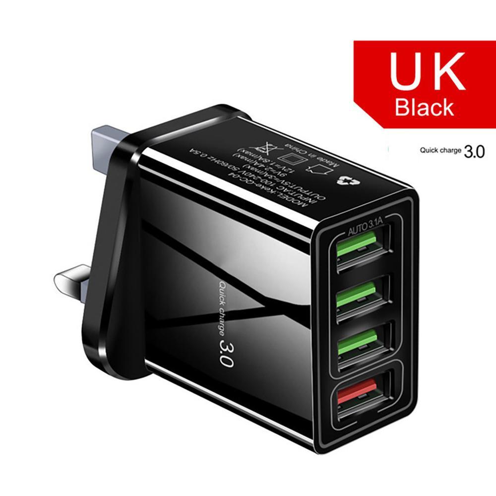 4-Port 30W USB Wall Charger – Fast Charging, Smart Compatibility & Illuminated USB Ports