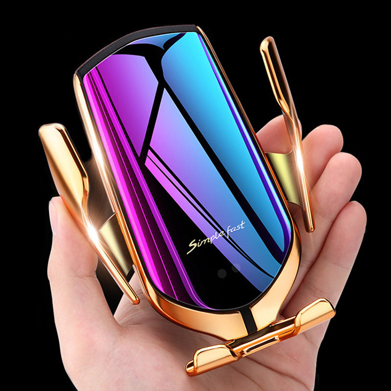 Sleek Automatic Adjustable 15W Car Phone Holder & Wireless Charger – Premium Glass & Metal Finish, Vibrant Color Options