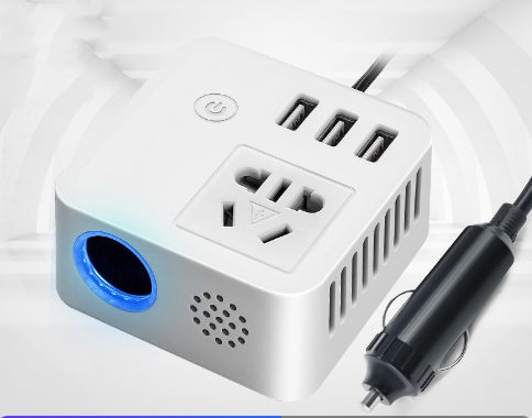 3/4-USB Port Car Fast Charger with Full-Size Universal Socket for Laptop Charging & Extended 12V Socket for Extra Devices