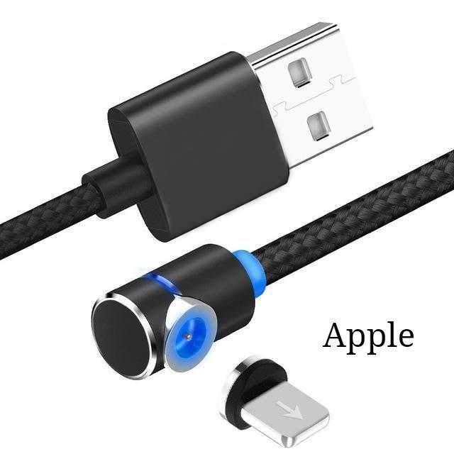 360° 1/2M Magnetic Charging Cable with 90° Elbow Connector – Fast Charging, Data Transfer & Super Durable Braided Design