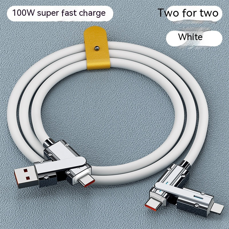 4-in-1 Configurable Charging & Data Cable – PD Fast Charging Up to 100W & 10Gbps Data Transfer