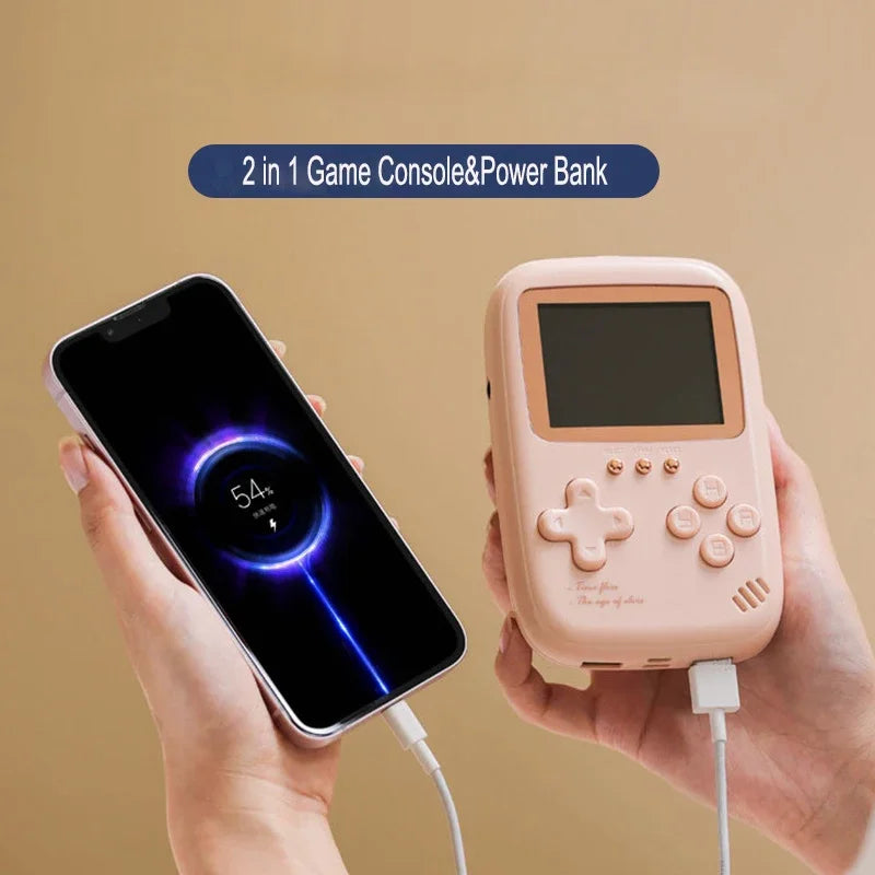 10,000mAh Power Bank with Retrogame Handheld Gaming Console – 500 Classic Games On-The-Go!