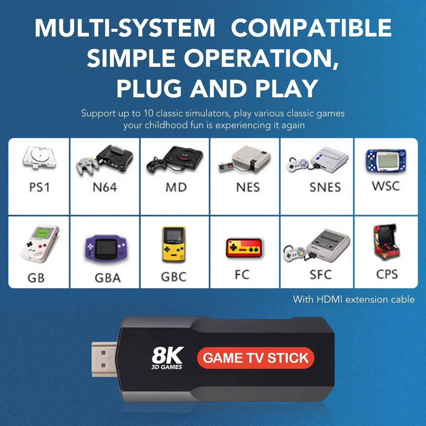 Smart Android TV Streaming Stick with 10,000 Retro Games & Dual Controllers – 8K UHD, Android 11.1