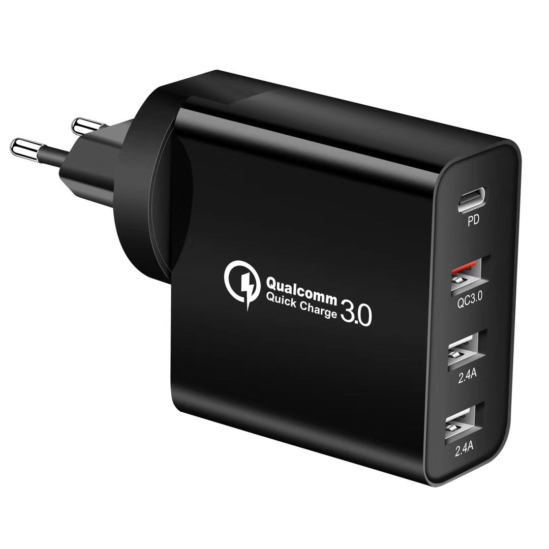 Fast Charge 4-Port USB Charger – PD & QC Technology for Rapid Charging