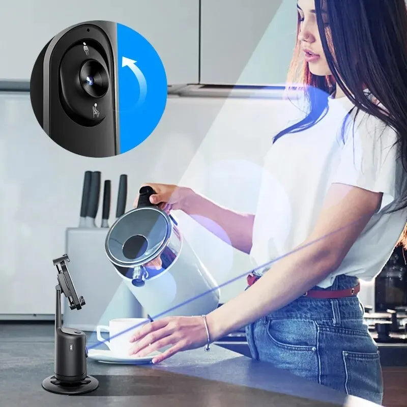 360° Rotating AI Powered Live Tracking Phone Holder – Perfect for TikTok, Reels, and Live Streaming