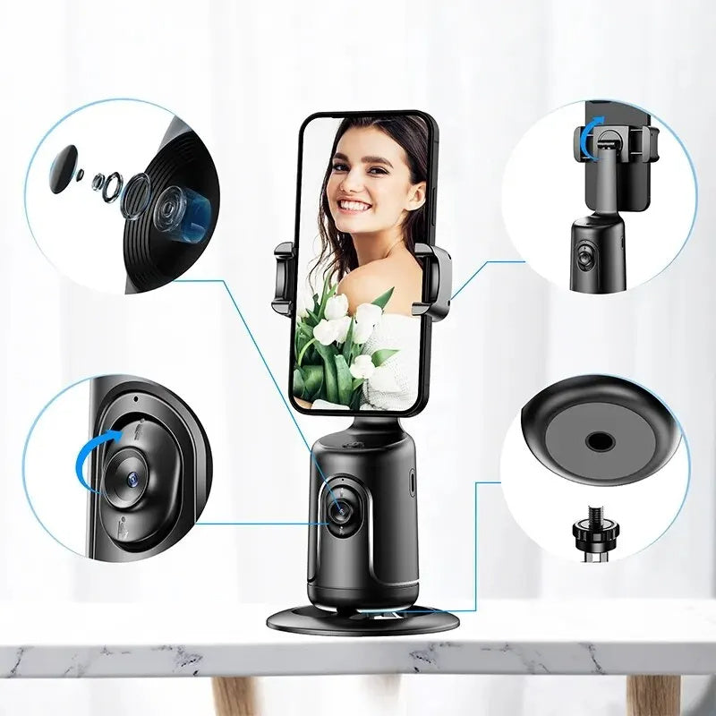 360° Rotating AI Powered Live Tracking Phone Holder – Perfect for TikTok, Reels, and Live Streaming