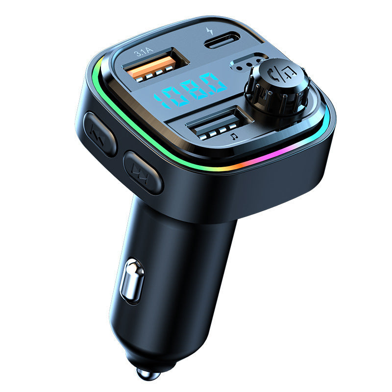 3-Port Car Charger with 2 USB-A Ports, 1 USB-C Port, Bluetooth & FM Transmission for Cars Without Bluetooth